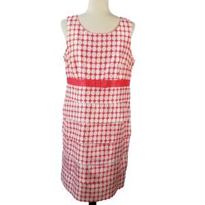 Kim Rogers Pink White Dot Ruffle Skirt Sleeveless Sunny Dress Lined Size 10